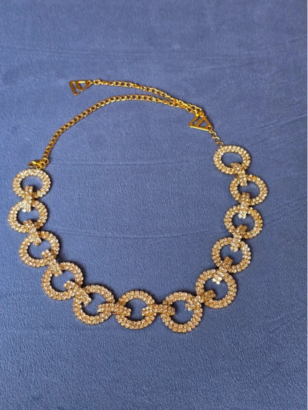 Elegant Rhinestone Statement Necklace Interlocking Link - Picture 2 of 6